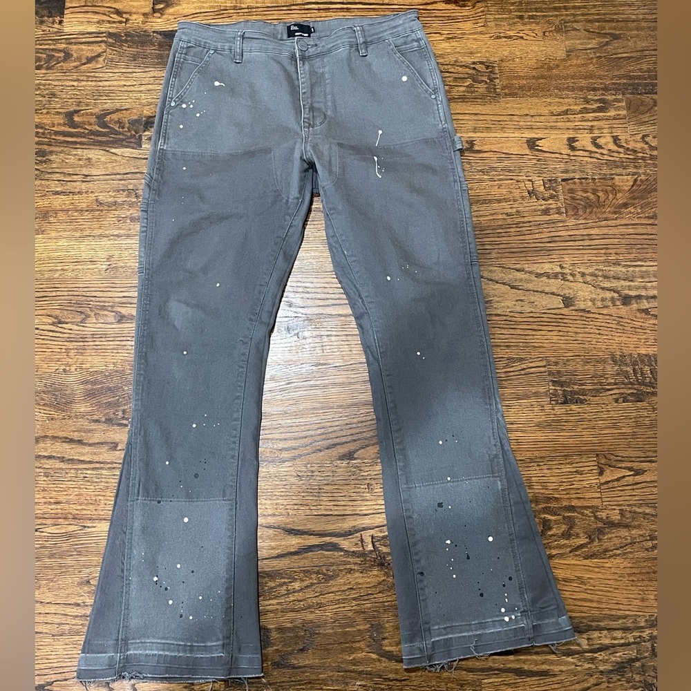 Gray Paint-Splattered Pants